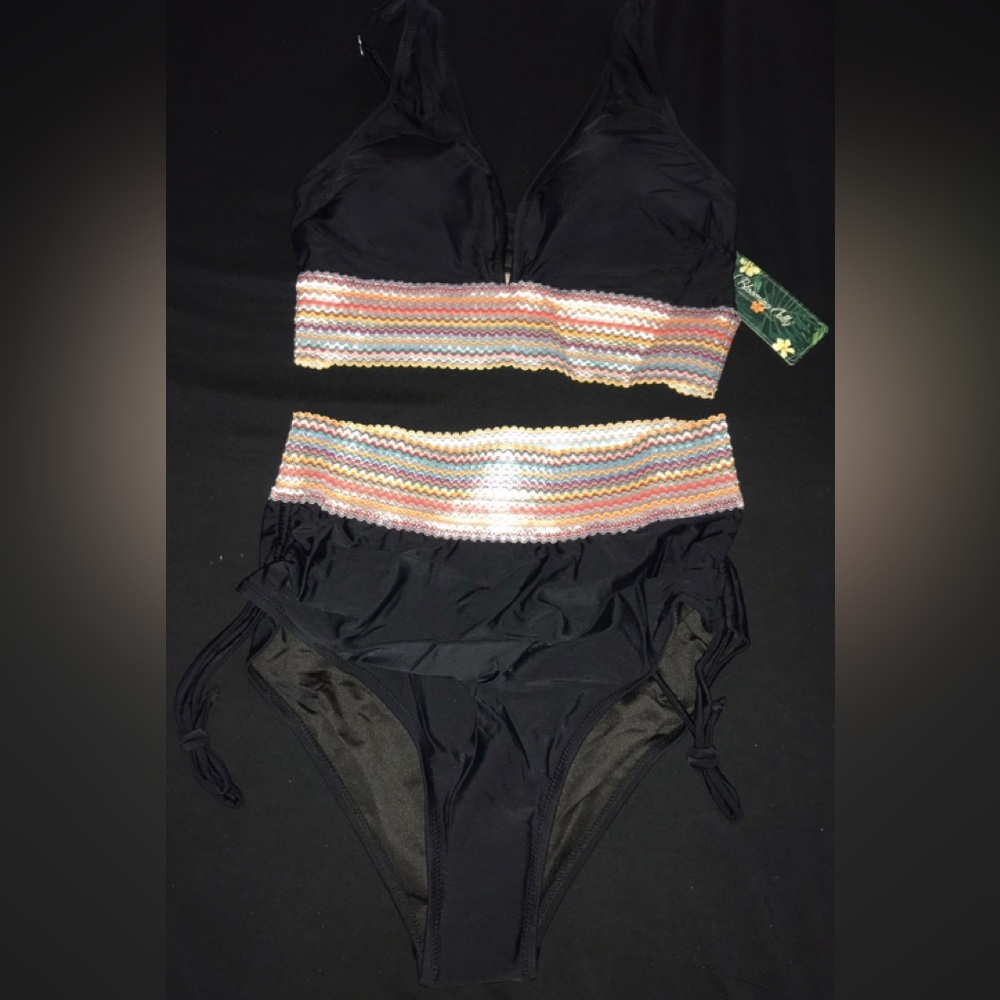 Black Bikini With Multicolor Zigzag Pattern - image 1
